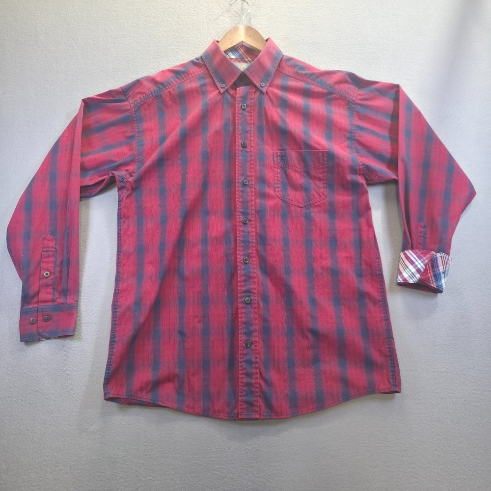 Panhandle Tuf Cooper Men's Red Plaid Long Sleeve Flip Cuff Shirt Size‎ Medium